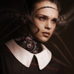 robot, woman, face