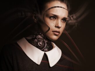robot, woman, face