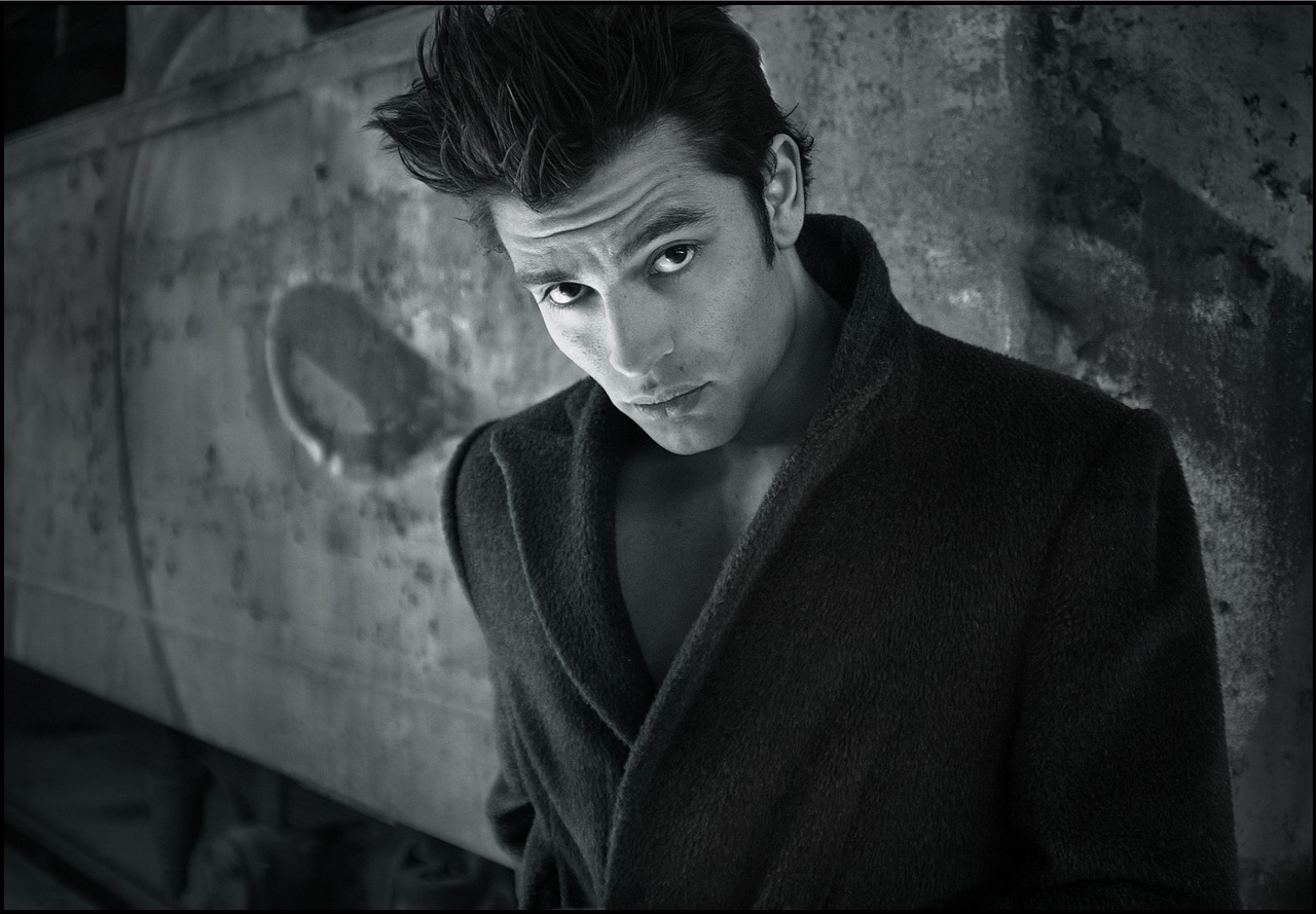 man, model, portrait, hairstyle, young man, coat, fashion, style, stylish man, fashion model, modeling, pose, posing, monochrome, black and white, man, man, man, man, man